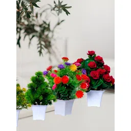 GW CREATIONS Red & Purple 4 Pieces Berry Artificial Flower With Pot-picture-15