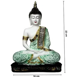 GW CREATIONS Sea Green & White Textured Buddha Idol Showpiece-picture-15