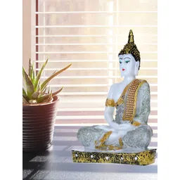 GW CREATIONS Silver Toned & Black Buddha Idol Showpiece-picture-42