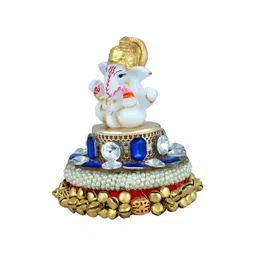 GW CREATIONS White & Gold Toned Lord Ganesha Idol Showpieces-picture-10