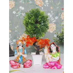 GW CREATIONS White & Orange 3 Pieces Figurine Showpiece-picture-31