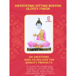 GW CREATIONS White & Pink Buddha Idol Showpiece image 1