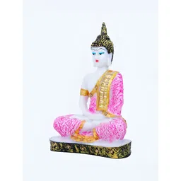 GW CREATIONS White & Pink Buddha Idol Showpiece image 2