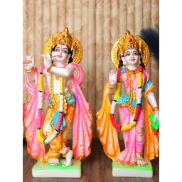 GW CREATIONS White & Pink Radha Krishna Exquisite Marble Religious Idol Showpiece-picture-25