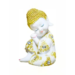GW CREATIONS White & Yellow Buddha Figurine Showpiece-picture-27