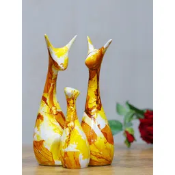 GW CREATIONS Yellow & Brown 3 Pieces Figurine Decorative Showpiece-picture-11