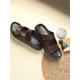 GWALK Men Brown Open Toe Synthetic Velcro Comfort Sandals-picture-23
