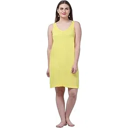 h & c Cotton Camisole Long Slip for Women, Full Length Inner Slip Lining for Kurtis, Kurta, Samij for Women, Knee Length Inner Wear/Sameez/Kurti Slip/Round Neck (Large, Yellow)-picture-11
