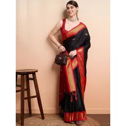 H B CREATION Embellished Zari Art Silk Kanjeevaram Saree-picture-35