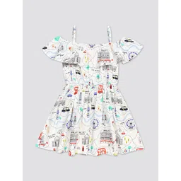 H By Hamleys Conversational Printed Cold-Shoulder Pure Cotton Fit & Flare Dress-picture-50