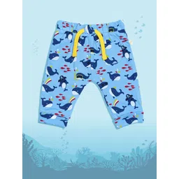H By Hamleys Infant Boys Blue Whale Knitted Animal Graphics Regular Fit Pure Cotton Joggers-picture-52