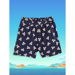 H By Hamleys Infant Girls Navy Blue & Beige Conversational Print Cotton Short-picture-15