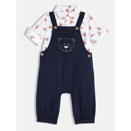 H By Hamleys Infant Girls Navy Blue Dungarees & White Printed Shirt-picture-22