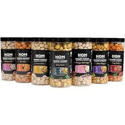 H O M House Of Makhana 455g Tangy Tomato, Achari Mango, Himalayan Salt, Himalayan Salt & Pepper, Cream & Onion, Pudina And Peri Peri Gourmet Makhana Jar Roasted in Olive Oil, Flavored Makhana Pack of 7 (65gX7)-image-8