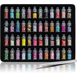 H-Style Store 48 Colour Mixed Design Nail Art Decoration Sequins, Nail Beauty DIY Nail Glitter, Glitter Bottles for Nail Art-picture-39