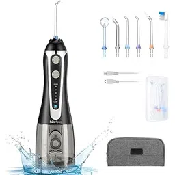 H2Ofloss Cordless Water Dental Flosser, Portable Oral Irrigator for Teeth, Braces, Rechargeable & IPX7 Waterproof Teeth Cleaner for Home Travel HF2 Black, 1 Count (Pack of 1), 0.38 grams-picture-12