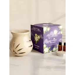 HABERE INDIA 4-Pcs Beige Ceramic Diffuser With T-Light & Aroma Oil - 10 ml Each-picture-34