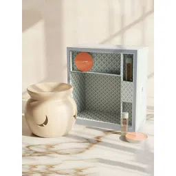 HABERE INDIA 5-Pcs Beige Ceramic Diffuser With T-Light & Aroma Oil-picture-27