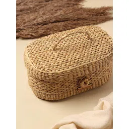 HABERE INDIA Beige Handcrafted  Seagrass Storage Basket-picture-26