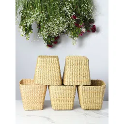 HABERE INDIA Beige Set Of 5 Kouna Jute Planters-picture-21