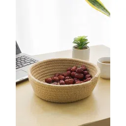 HABERE INDIA Beige Solid Jute Storage Basket-picture-12