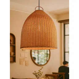 HABERE INDIA Brown & Brown Textured Ceiling Lamp-picture-48