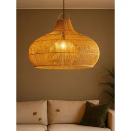 HABERE INDIA Brown & Brown Textured Ceiling Lamp-picture-47