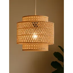 HABERE INDIA Brown & Brown Textured Ceiling Lamp-picture-29