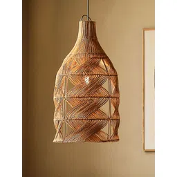 HABERE INDIA Brown & Brown Textured Ceiling Lamp-picture-44