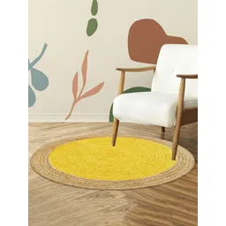HABERE INDIA Yellow Solid Handmade Other Carpet-picture-32