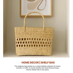 habereindia (1Pc) Natural Seagrass Handmade Storage Basket & Wardrobe Organiser image 2