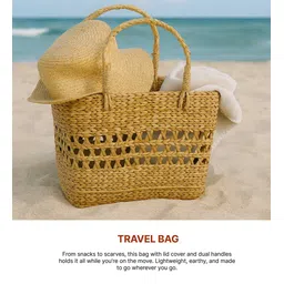 habereindia (1Pc) Natural Seagrass Handmade Storage Basket & Wardrobe Organiser image 5