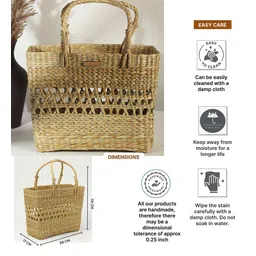 habereindia (1Pc) Natural Seagrass Handmade Storage Basket & Wardrobe Organiser image 3