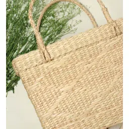 habereindia (1Pc) Beige Seagrass Handmade Storage Basket & Wardrobe Organiser-picture-24