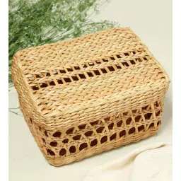 habereindia Beige Seagrass Solid 10.6 x 7.4 Inches Storage Basket by Habere India-picture-34
