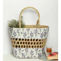 habereindia Jute Handbag | Carry Tote Bag for Women | Shopping Basket | storage baskets | Lunch Basket |Seagrass Jali Shopping Bag - Oval (Multi Color 1)-picture-24