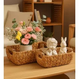 habereindia Wardrobe Organizer,Baskets For Storage,Bamboo Shelf Basket (Set Of 2-Small,Medium)-picture-17