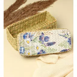 habereindia White & Blue Seagrass Solid 10.24 x 4.72 Inches Storage Basket by Habere India-picture-39