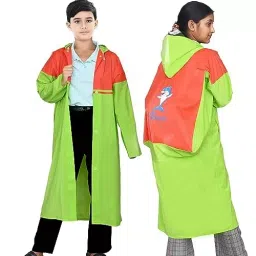 HACER Full Sleeves Adjustable Hood Random Color Aqua Raincoat for 13 to 14 Years Old Kids Size 42, EX-RC-42-picture-38