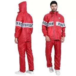 HACER Polyester Material Red Hooded Strome Rider Raincoat for Men's Size XXL, HC-SRIDE-RC05-picture-28