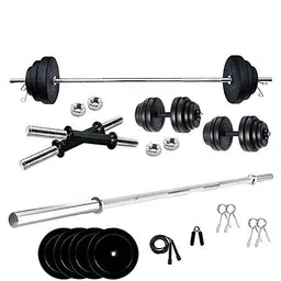 hackerx 10 kg Rubber Plates Combo With 5ft Straight Rod And 2 Adjustable Rods Home Gym Combo-picture-22