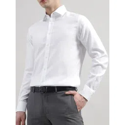 HACKETT LONDON Men Spread Collar Solid Cotton Formal Shirt-picture-40