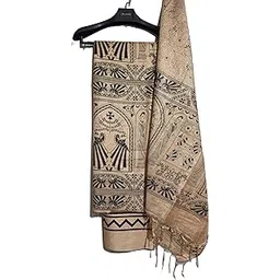 haider ali and sons Suit Set for Women with Dupatta | Handloom Semi Tussar Pure Silk Printed Unstitched Salwar With Suit Dress (Black)-picture-44