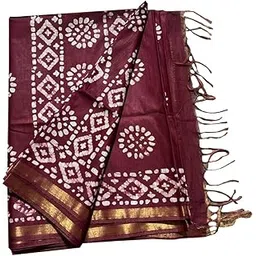 haider ali and sons Women's Batik Print Semi Silk Saree With Runnig Blouse Piece-picture-34