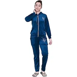 hainah Velvet Suit Tracksuit for Women | Solid Winter Dress for Women Track Suit Hood with Pajama Set Women Winter Wear-picture-39