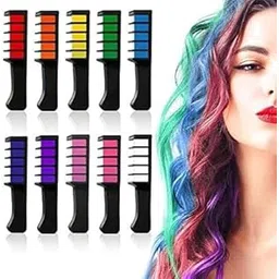 Hair Chalk Comb Temporary Hair Color For Girls Kids Women Washable Hair Chalk- 12 Pcs-picture-40