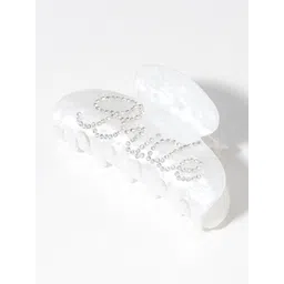 Hair Drama Co. Women Bride Rhinestone Holographic Korean White Acrylic Hair Claw Clips-picture-37