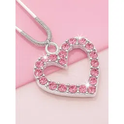 HAIR DRAMA CO. Women Pink Crystal Heart Embellished Pendant U Pin-picture-12