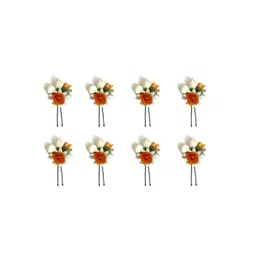Hair Flare Set Of 8 Artificial Small Rose Flower With Mongra Bridal Hair Accessories-picture-25
