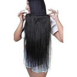 Hair Originals Premium Straight Black Hair Extensions, Natural Human Hair Look, Long Length, Clip-in Style, Seamless Integration 6 clips 26 inch (natural black)-picture-32